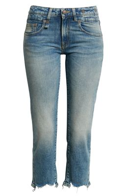 R13 Chewed Hem Crop Straight Leg Jeans in Jasper Stretch