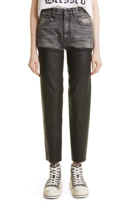 R13 Courtney Leather Chaps Straight Leg Jeans in Leyton Black