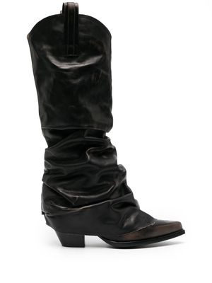 R13 Cowboy 65mm leather knee-high boots - Black