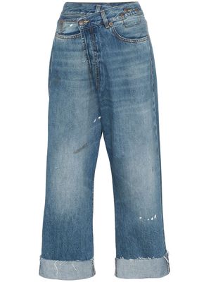 R13 Crossover asymmetric high-rise straight-leg jeans - Blue