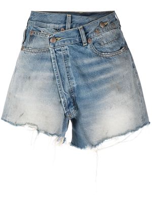 R13 crossover distressed denim shorts - Blue