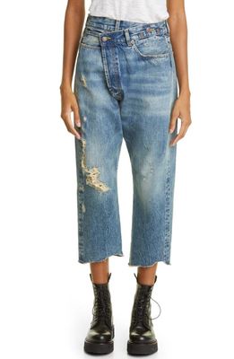 R13 Crossover Distressed Jeans in Dirty Kelly