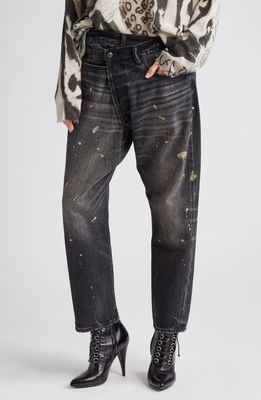 R13 Crossover Paint Splatter Jeans in Eton Black Selvedge