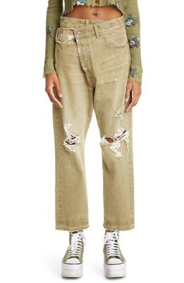 R13 Crossover Ripped Jeans in Moss Green