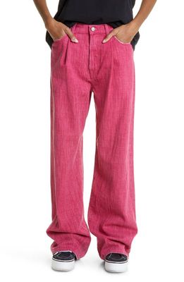 R13 Damon Pleated Wide Leg Jeans in Vivid Pink