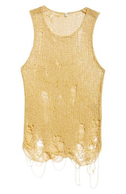 R13 Destroyed Shimmer Knit Tank in Bright Gold