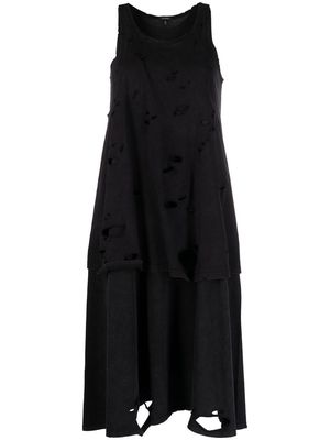 R13 distressed double-layer tank dress - Black