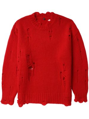 R13 distressed-effect cashmere jumper - Red