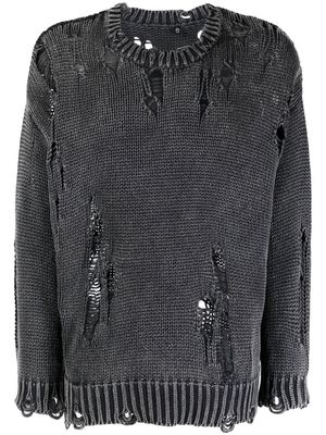 R13 distressed-effect pullover jumper - Black