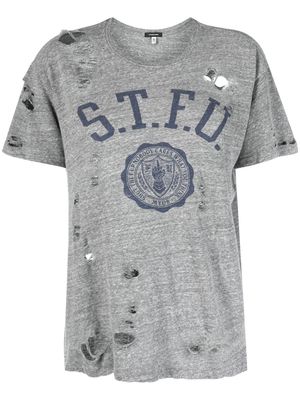 R13 distressed-effect slogan-print T-shirt - Grey