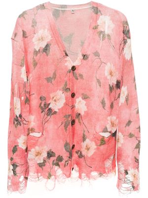 R13 distressed-finish linen cardigan - Pink