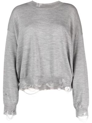 R13 distressed merino-wool jumper - Grey