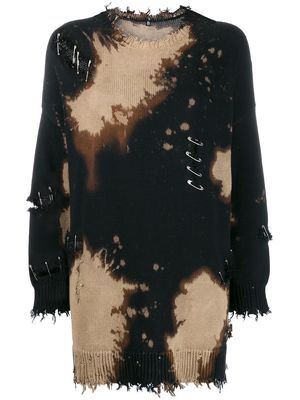 R13 distressed sweater with safety pins - Black