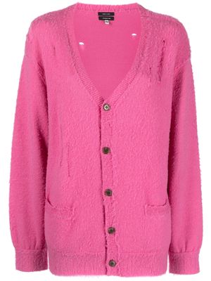 R13 distressed V-neck wool cardigan - Pink