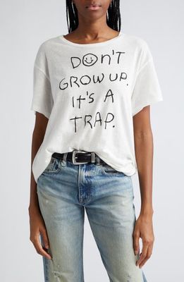 R13 Don't Grow Up Cotton Graphic T-Shirt in Ecru