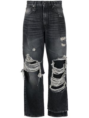 R13 double-layered ripped jeans - Grey