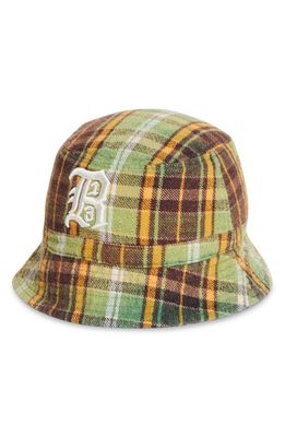 R13 Embroidered Logo Plaid Bucket Hat in Green Plaid