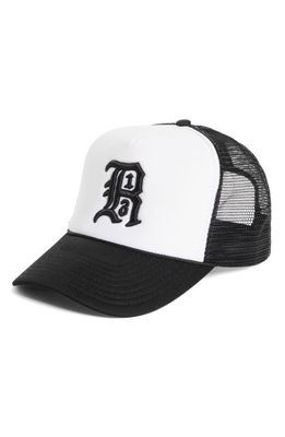 R13 Embroidered Logo Trucker Hat in Black/White