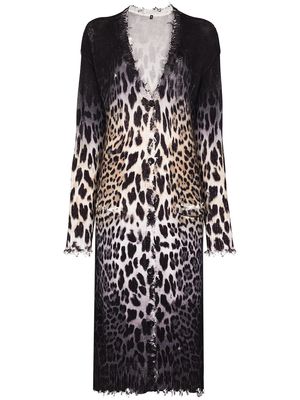 R13 faded leopard print cardigan - Neutrals