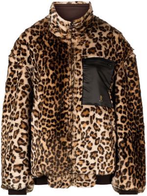 R13 faux-fur leopard pattern jacket - Brown