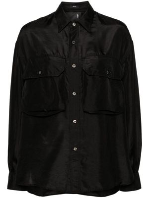 R13 flap-pockets silk shirt - Black