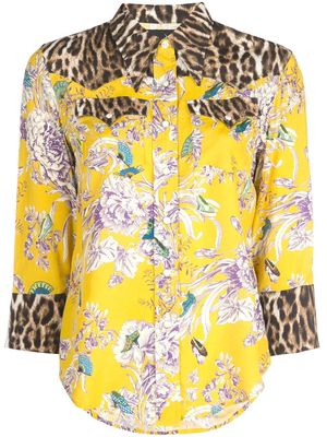 R13 floral leopard print shirt - Yellow