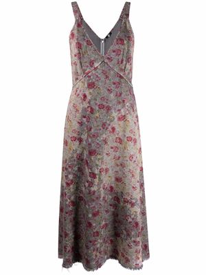 R13 floral-print cotton midi dress - Grey