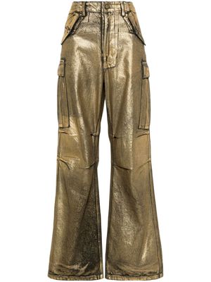 R13 foiled wide-leg jeans - Gold