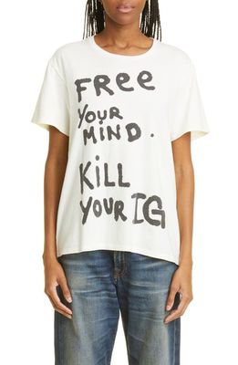 R13 Free Your Mind Cotton Graphic T-Shirt in Ecru