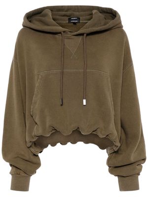 R13 gathered-detail cotton hoodie - Green