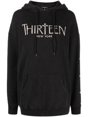 R13 Gothic logo-print hoodie - Black