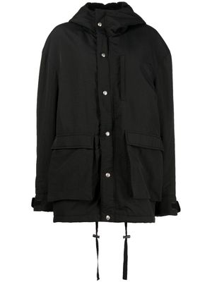 R13 hooded zip-up padded jacket - Black