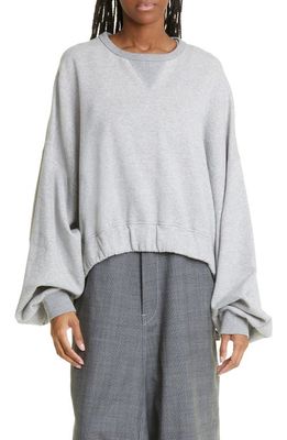 R13 Jumbo Oversize Crop Sweatshirt in Heather Grey