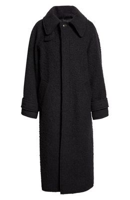 R13 Jumbo Raw Cut Ragged Virgin Wool Overcoat in Black
