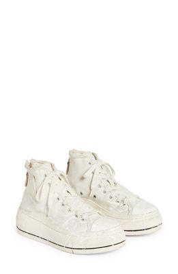 R13 Kurt Paint Splatter High Top Sneaker in Off-White W/white Paint