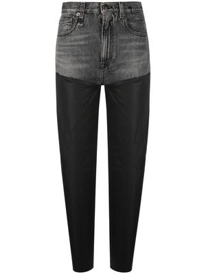 R13 leather-panel straight-leg jeans - Black