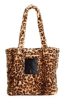 R13 Leopard Print Oversize Faux Fur Tote Bag in Leopard/Brown