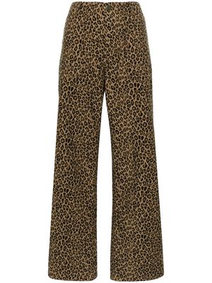 R13 leopard-print wide-leg trousers - Brown