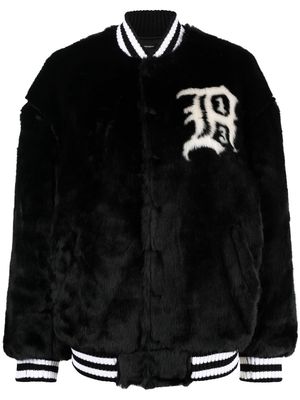 R13 logo-print varsity jacket - R161A BLACK