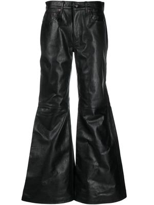 R13 mid-rise flared leather trousers - Black