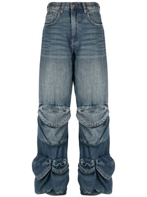R13 multiple-pockets washed jeans - Blue