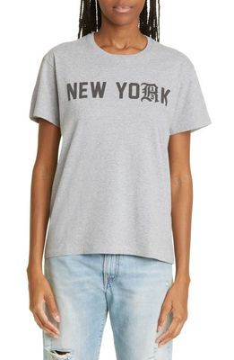 R13 New York 13 Cotton Jersey Graphic Tee in Heather Grey