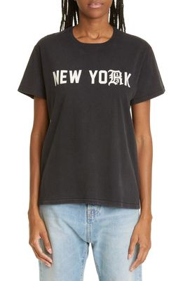 R13 New York Cotton Jersey Graphic Tee in Black
