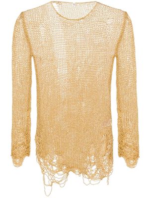 R13 open-knit distressed top - Gold