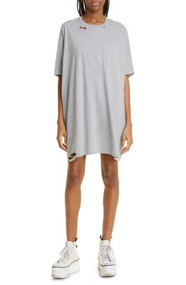 R13 Oversize Boxy Distressed Cotton T-Shirt in Heather Grey