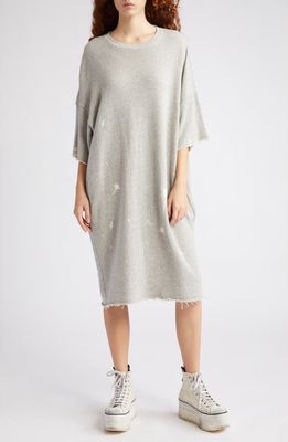 R13 Paint Splatter Oversize Cotton T-Shirt Dress in Heather Grey With Pa