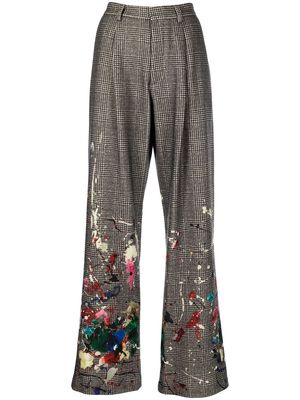 R13 Paint-splatter Prince of Wales trousers - Multicolour