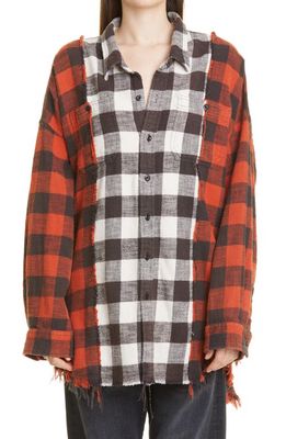 R13 Patchwork Plaid Work Shirt in Red/White Buffalo