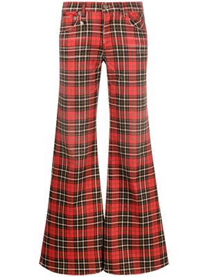 R13 plaid-check low-rise flared jeans