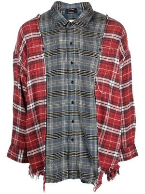 R13 plaid pattern panelled shirt - Red
